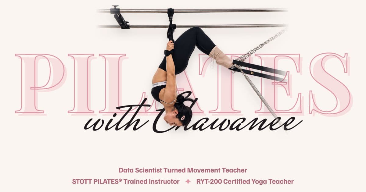 Pilates with Chawanee landing page — hero over a reformer studio photo